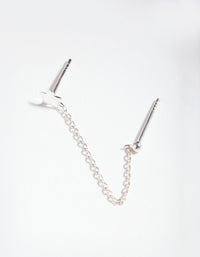 Sterling Silver Star Chain Double Stud Earrings - link has visual effect only