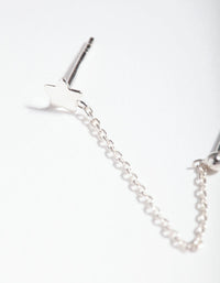 Sterling Silver Star Chain Double Stud Earrings - link has visual effect only