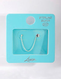 Sterling Silver Star Chain Double Stud Earrings - link has visual effect only