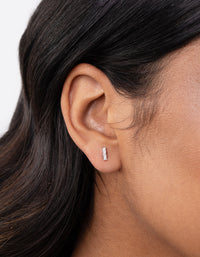 Sterling Silver Cubic Zirconia Stick Stud Earrings - link has visual effect only