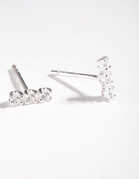 Sterling Silver Cubic Zirconia Stick Stud Earrings - link has visual effect only