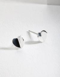 Sterling Silver 3D Heart Stud Earring - link has visual effect only