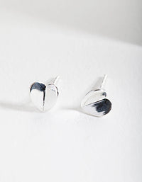 Sterling Silver 3D Heart Stud Earring - link has visual effect only