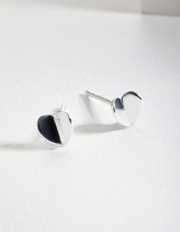 Sterling Silver 3D Heart Stud Earring