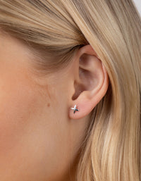 Sterling Silver Cross Stud Earrings - link has visual effect only