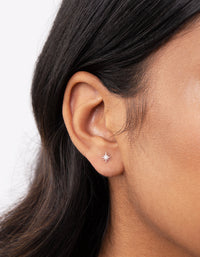 Sterling Silver Diamante Starburst Stud Earrings - link has visual effect only