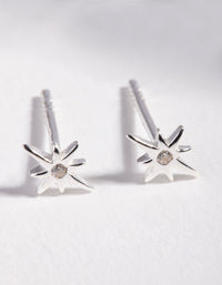 Sterling Silver Diamante Starburst Stud Earrings - link has visual effect only
