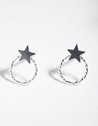 Sterling Silver Open Circle Star Stud Earrings - link has visual effect only