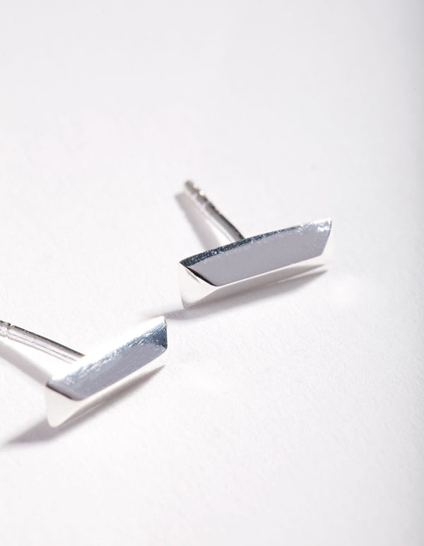 Sterling Silver Facet Bar Stud Earrings