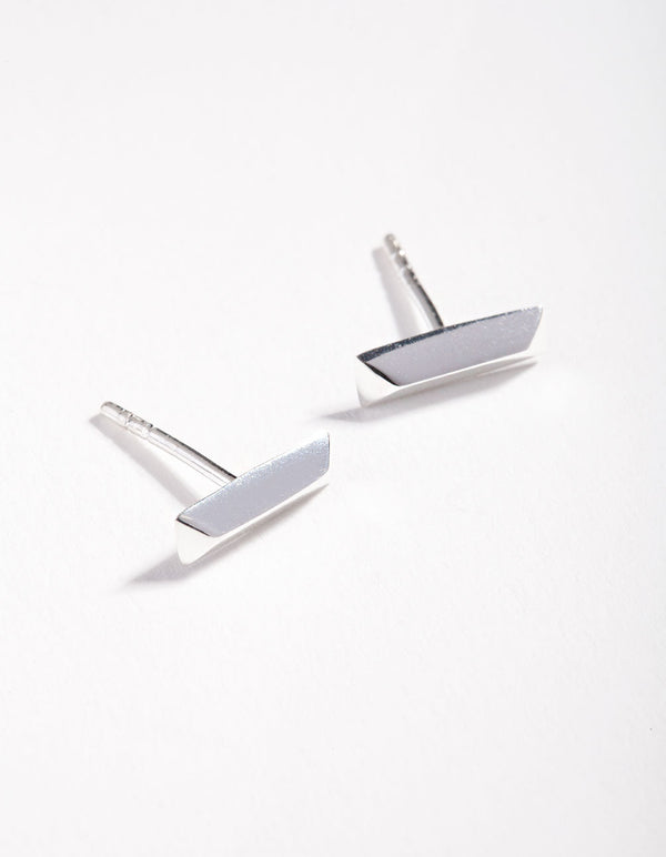 Sterling Silver Facet Bar Stud Earrings