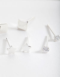 Sterling Silver Star Stud Earring 3 Pack - link has visual effect only