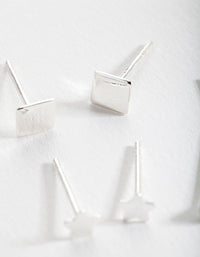 Sterling Silver Star Stud Earring 3 Pack - link has visual effect only