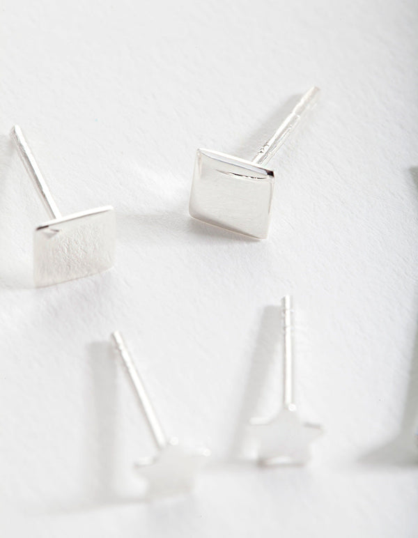 Sterling Silver Star Stud Earring 3 Pack