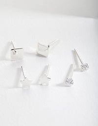Sterling Silver Star Stud Earring 3 Pack - link has visual effect only