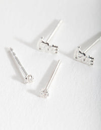 Sterling Silver Cubic Zirconia Love Stud 2 Pack - link has visual effect only