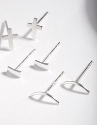 Sterling Silver Square Cross Stud Earring 3 Pack - link has visual effect only