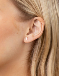 Sterling Silver Square Cross Stud Earring 3 Pack - link has visual effect only
