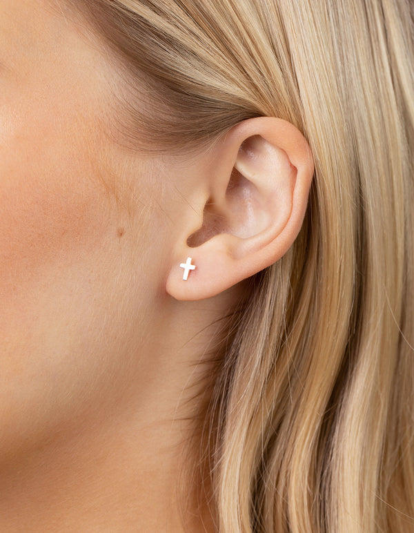 Sterling Silver Square Cross Stud Earring 3 Pack