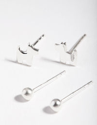 Sterling Silver Ball Dog Stud Earring 2 Pack - link has visual effect only