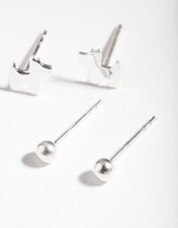 Sterling Silver Ball Dog Stud Earring 2 Pack - link has visual effect only