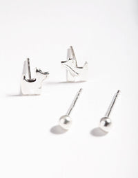 Sterling Silver Ball Dog Stud Earring 2 Pack - link has visual effect only
