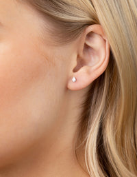 Sterling Silver Cubic Zirconia Stud and Hoop Earring 3 Pack - link has visual effect only
