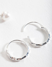 Sterling Silver Pearl Stud Hoop Earring 2 Pack - link has visual effect only