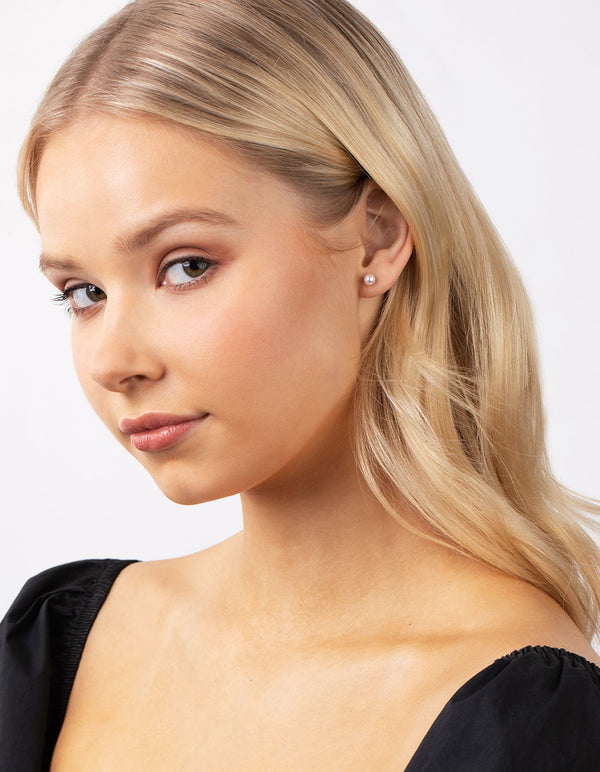 Sterling Silver Pearl Stud Hoop Earring 2 Pack