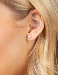 Sterling Silver Pearl Stud Hoop Earring 2 Pack - link has visual effect only