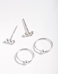 Sterling Silver Ball Stud Hoop Earrings - link has visual effect only