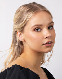 Sterling Silver Ball Stud Hoop Earrings - link has visual effect only