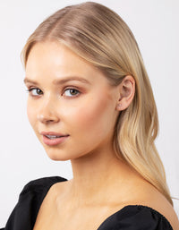Sterling Silver Moon Stud Hoop Earring 2 Pack - link has visual effect only