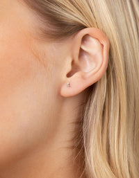 Sterling Silver Moon Stud Hoop Earring 2 Pack - link has visual effect only