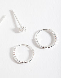 Sterling Silver Knot Stud and Hoop Earring 2 Pack - link has visual effect only