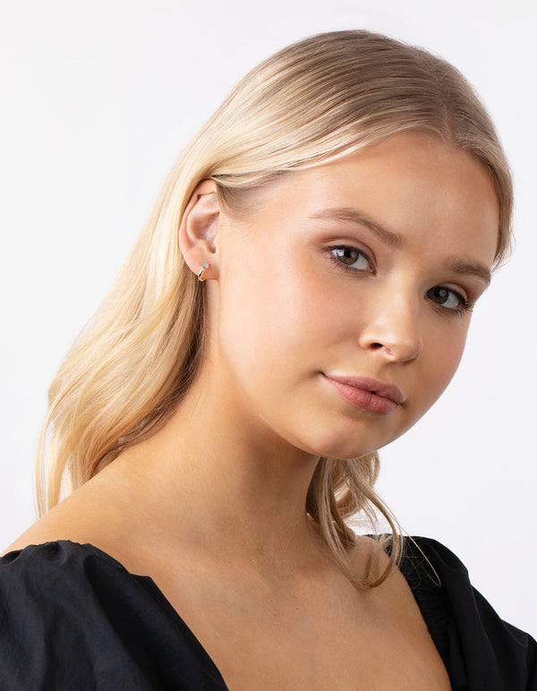 Sterling Silver Heart Huggie Earring