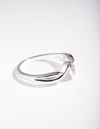 Sterling Silver Cubic Zirconia Pave Wave Ring - link has visual effect only