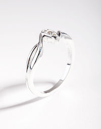 Sterling Silver Cubic Zirconia Pave Wave Ring - link has visual effect only