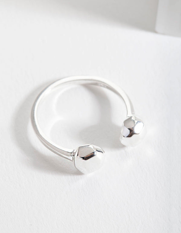 Sterling Silver Faceted Ball Open Ring