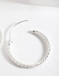 Sterling Silver Textured Hoop Earrings - link has visual effect only