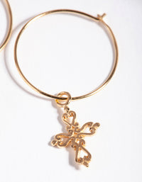 Gold Plated Sterling Silver Filigree Cross Hoop Earrings - link has visual effect only