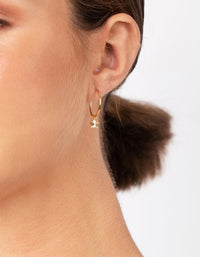 Gold Plated Sterling Silver Star Charm Hoop Earrings - link has visual effect only