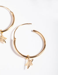 Gold Plated Sterling Silver Star Charm Hoop Earrings - link has visual effect only