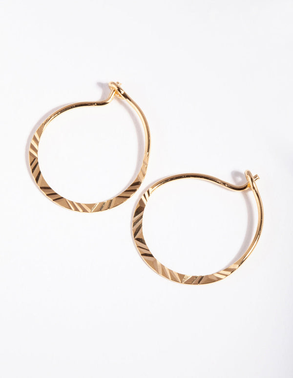 Gold Plated Sterling Silver Line Hoop Earrings
