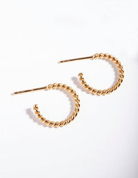 Gold Plated Sterling Silver Open Rope Hoop Earrings - link has visual effect only