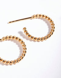 Gold Plated Sterling Silver Open Rope Hoop Earrings - link has visual effect only