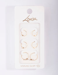 Gold Plated Sterling Silver Gradual Heart Hoop Earring Pack - link has visual effect only