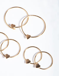 Gold Plated Sterling Silver Gradual Heart Hoop Earring Pack - link has visual effect only