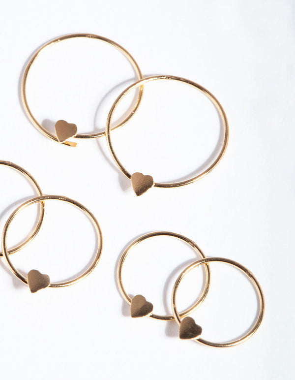 Gold Plated Sterling Silver Gradual Heart Hoop Earring Pack