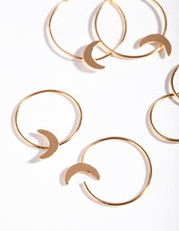 Gold Plated Sterling Silver Moon Hoop Earring 3 Pack - link has visual effect only
