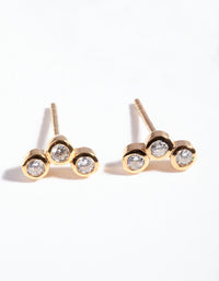 Gold Plated Sterling Silver Cubic Zirconia Triple Stone Earrings - link has visual effect only